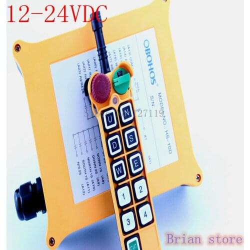 12-24vdc 10 Channels 2 Speed 1 Transmitter Hoist Crane Truck Radio Remote Control System with E-Stop
