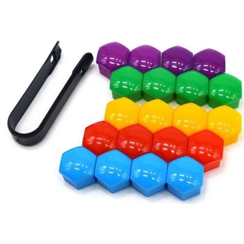 17mm 20pcs Wheel Lug Nut Center Cover Caps + Removal Tool For VW Golf Passat for Audi A1 A4 A3 Q5 Q7 2013-2015 8D0012244A