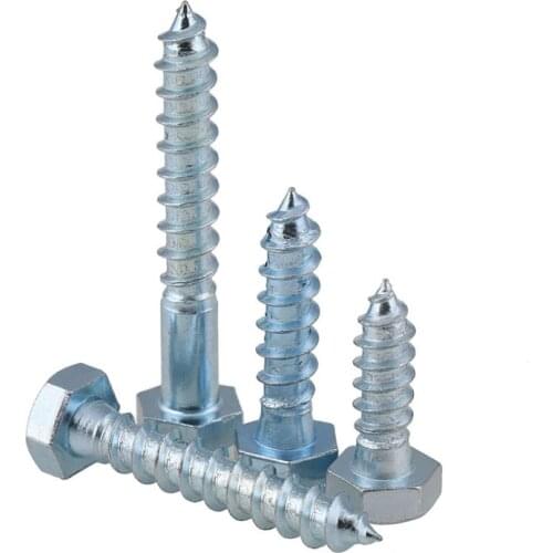 GuHua External Hex Head Cap Tapping Long Wood Screws Zincing DIN571 Hexagon Head Self Tapping Half Tooth Screw M6M8M12 5pcs