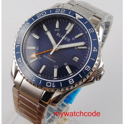 41mm BLIGER blue dial date automatic movement Top Brand Luxury Watch Mens Relogio Masculino
