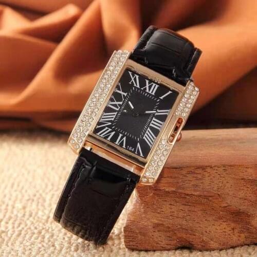 SHSHD Fashionable casual ladies belt watch square rhinestone quartz watch Style restoring ancient Female Clock zegarek damski