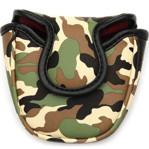 Golf Mid-mallet Putter cover club headcover magnetic closure black red white for Heel Shafted Club