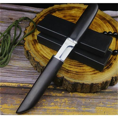 PEGASI ebony D2 tactical knife, Japanese mirror light outdoor hunting defensive straight knife (samurai sword classic)