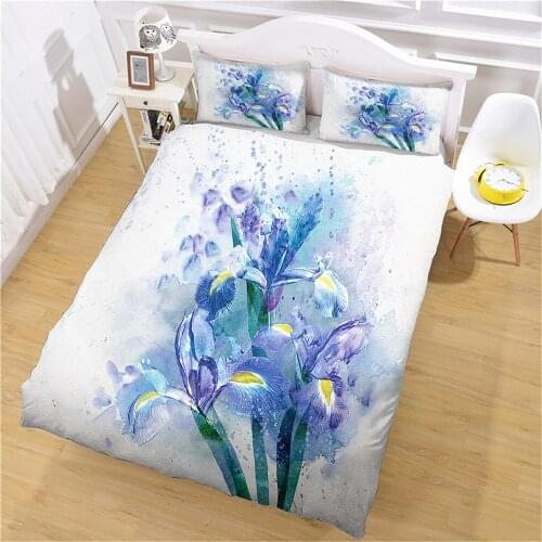 Home Textile Simple Duvet Cover Plant Graffiti Bedding and Pillowcase King Size Single Double Bedroom Bed Cover Customization