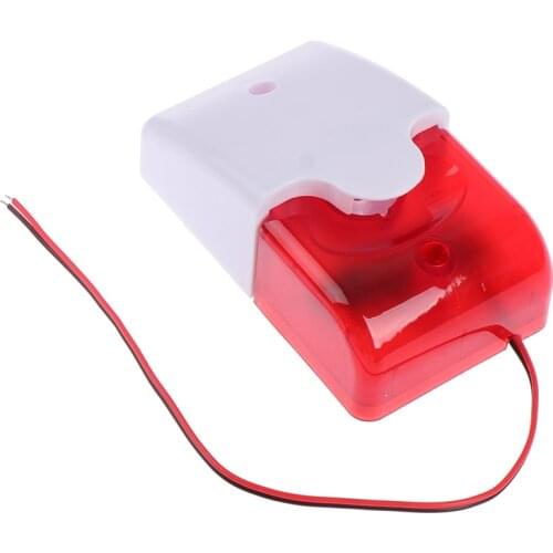 Home Security Mini Strobe Sirens Sound Alarm Red Blue Indicator Light Wired Alarm Sirens EU Plug