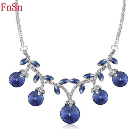 FnSn New Hot Chokers Crystal Statement Necklace Jewelry Women Rhinestones Plant Collar High Quality Turkish jewelry Parure N147