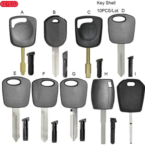 KEYECU 10PCS/Lot Transponder Key Shell Case With Plug Fob for Ford No Logo