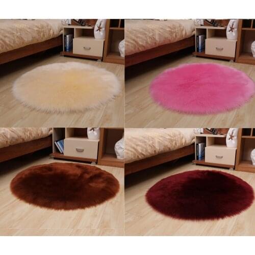 Sholisa Faux Fur Area Rug Fluffy Carpet Round Shape 6cm Pile Fluffy Carpet for Living Room Bedroom Sea Set Home Deco
