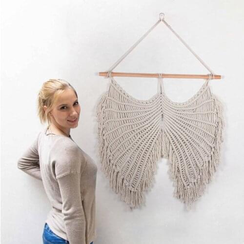 Creative Home Tapestry Boho Style Angel Wings Shape Wall Hanging Background Show Window Hand-woven Cotton And Linen Ornaments