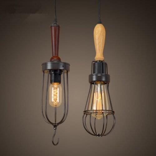 Small cage industrial loft chandelier American Village bar fixture lamp retro living room cafe