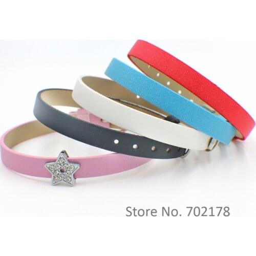 10pcs 8mm Scrub Frosted PU Leather Wristband 8mm*210mm mix color bracelet DIY Accessories fit 8mm slide letters charms