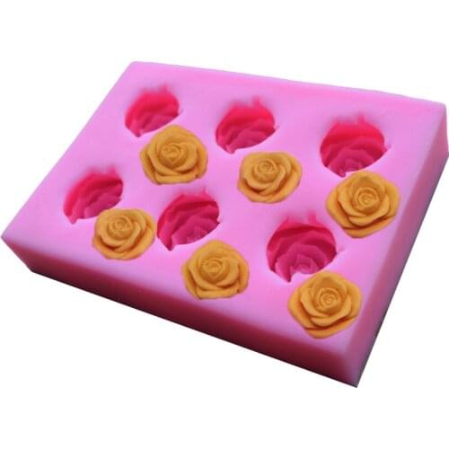 Rose Flower Silicone Fondant Molds 6 Holes Chocolate Candy Candle Making Form Handmade Soap Moulds Cake Decorating Tools