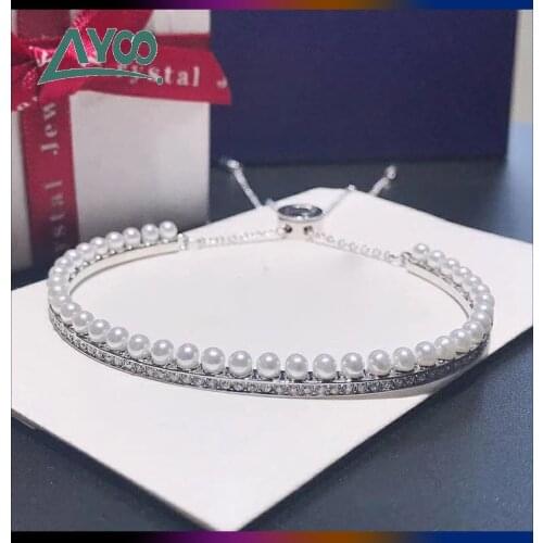 Fashion Jewelry SWA Charm and Elegant Pearl U-shaped Bracelet Female Soft and Implicit Pearl Row Diamond Adjustable Bracelet