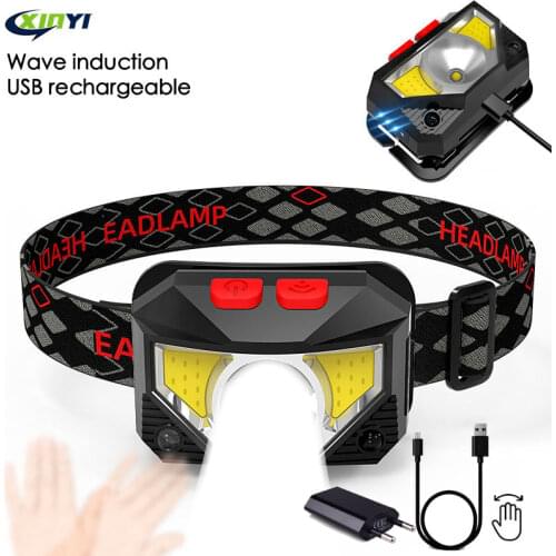 Powerfull LED Headlamp Built-in battery Rechargeable LED Headlight Body Motion Sensor Head Flashlight Camping Torch Light Lamp