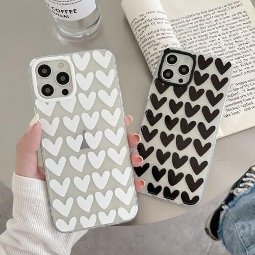 INS Painting Love Heart Pattern Soft Phone Case For iphone 11 12 Pro Max SE2 7 8 Plus 11Pro XS Max X XR Simple Clear Back Cover