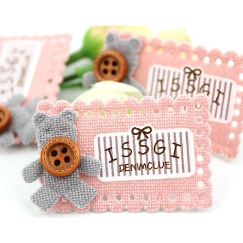 24Pcs 3*4.5cm Handmade Bear And Button Cloth Label Padded Appliques Patches For Clothing DIY Headwear Crafts Decor Accessories