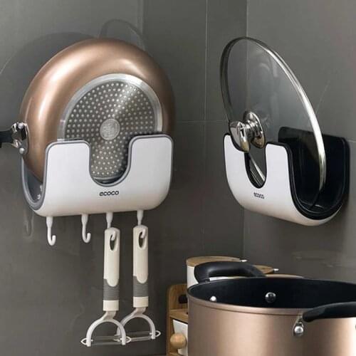 Wall Mounted Kitchen Organizer Lid Rack ABS Punch-Free Dishes/Cutting Board/Lid Holder Kitchen Accessories For Convenience