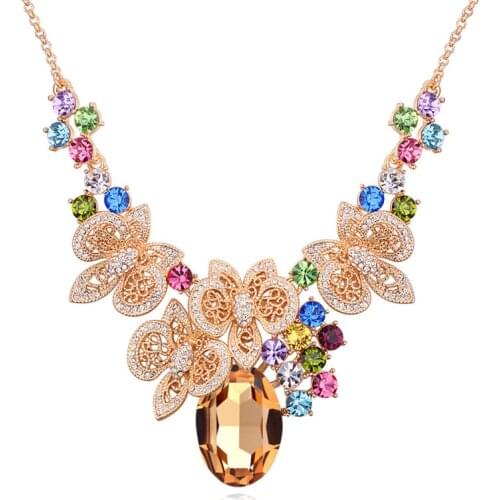 2019 NEW Fashion Necklace Collar Flower Necklaces & Pendants Trendy Choker Crystals From Swarovski Statement Necklace