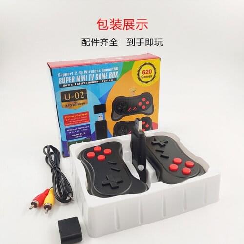 NEW U-02 NES620 2.4G wireless gamepad USB Game Stick Video Classic Game Console 8Bit Mini Retro Controller AV Output Dual Player