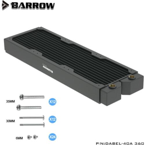 BARROW 40mm Thickness Copper 360mm Radiator Computer Water Discharge Liquid Heat Exchanger G1/4 Threaded use for 12cm Fans