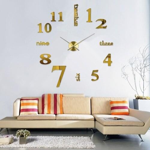 Modern Design 3d Diy Wall Sticker Clock Single Face Neddle Wall Clcok Silent Luxury Acrylic Mirror Stickers Large Digital Clocks