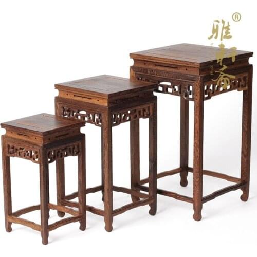 Vegetarian chicken wing wood crafts base TZ mahogany base stone base base solid wood small flower pots