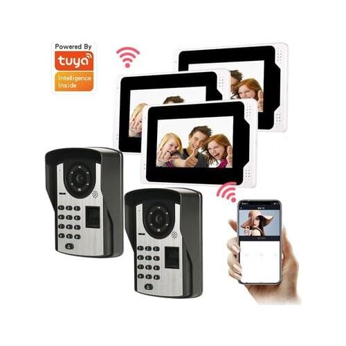 2Camera+3Monitor Home Security Intercom Video Door Phone 7 Inch Tuya Video Doorbell 1080P Camera Motiion Detection Take Messages
