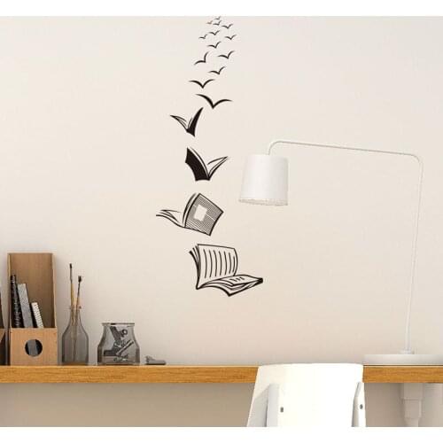 Vinyl wall decals open book reading school library classroom study bedroom home decor art wall sticker