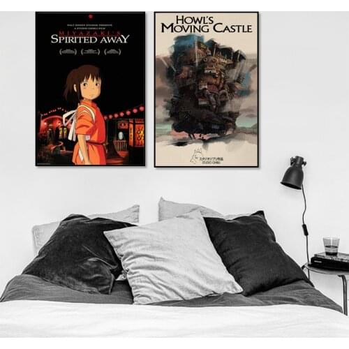 Japanese Anime Movie Poster Wall Art Canvas Painting Classical Spirited Away Painting for Living Room Home Decoration