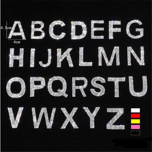 1 SET A-Z 26pcs iron on letters Hot- fix Rhinestones English Alphabet Glass Applique Patch For Clothing Badge Paste For Clothes