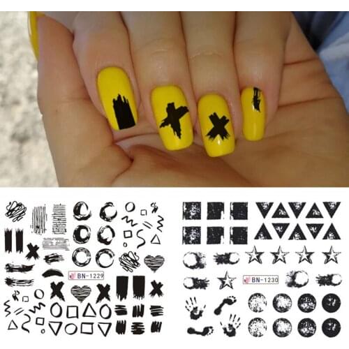 1sheet Mixed Design Nail Water Sticker Nail Art Transfer Decals Geometric Manicure Decoration
