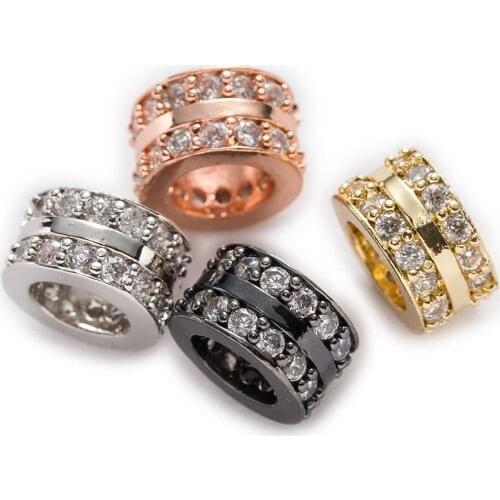 1 Piece Micro Inlays Zircon Round Shaped Copper Beads For Jewelry Making Women Children DIY Bracelet Necklace Findings 8x5mm