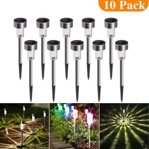 10Pcs LED Solar Night Light Solar Outdoor Waterproof Landscape Lighting Solar Powered Patio Yard Lawn Light Garden Decoration