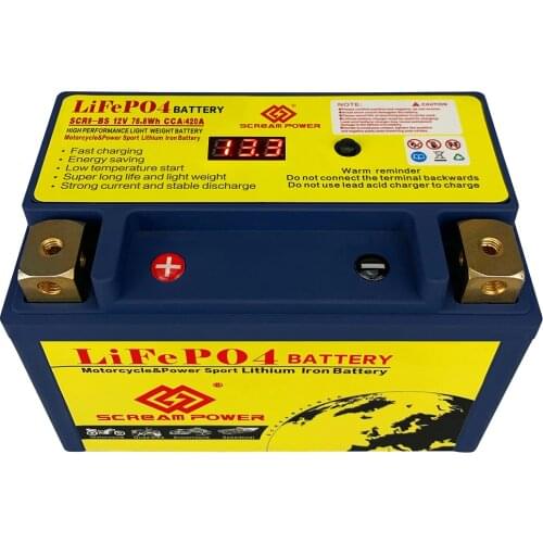 12V 9-BS/9-B/9-B4 Motorcycle LiFePO4 Energy Starter 6Ah 76.8wh 420A Scooter Lithium Battery With BMS YTX9-BS for ATVs Jet Skis