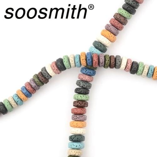 3x8/4x10mm High Quality Color Volcanic Stone beads Ornament Jewelry beads For Jewelry Making DIY Bracelet Necklace Accessorie