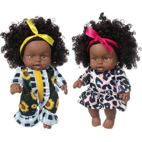 8 inch Doll African Black Skin Enamel Baby Toy Curly Hair Dress up for Thats How I Roll