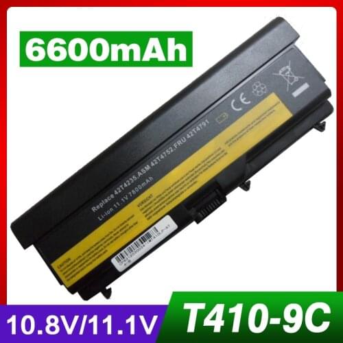 6600mAh laptop battery for Lenovo ThinkPad E40 E50 L410 L412 L420 L421 L510 L512 L520 T420 T520 W510 W520 SL410 SL510 T410 T510