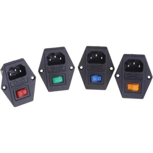 Free Shipping 1pcs Hot 10A 250V Inlet Module Plug Fuse Switch Male Power Socket 3 Pin/4pin IEC320 C14 New