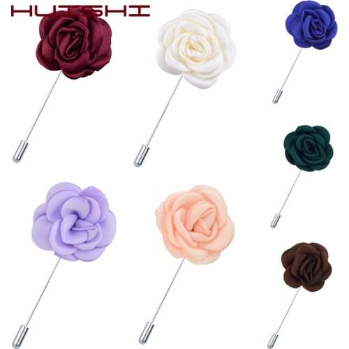 HUISHI Brooch For Suit Men Cloth Fabric Flower Lapel Pin Shirt Shawl Pin Professional Coat Badge Jewelry Wedding Accessories