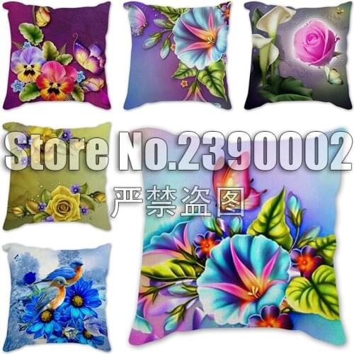 Flower rose butterfly Art Plush Square Sofa Cushion Cover Hug Pillow Case 45x45 Cm Elegant Stylish Home Room Accessories Cojin