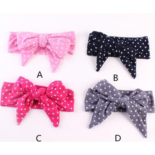 Baby Cute Dot Rabbit Ears Cotton Headband Girls Bow Head Band Children Knotted Hair Band Scrunchie Turban Head Wraps Accessories