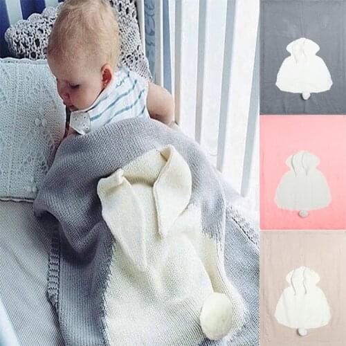 Cartoon Rabbit Baby Blanket Newborn Bedding Swaddle Wool Crochet Knitted Kids Blanket Soft Swaddling Stroller Cover Bath Towel