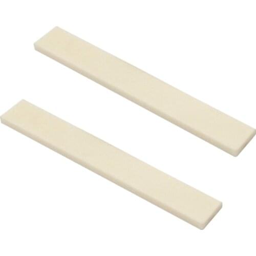 FLEOR 2pcs Uncarved Guitar Nut /Saddle Made of OX Bone Blank DIY Bridge Parts 80*11*3mm For Electric Acoustic Guitar