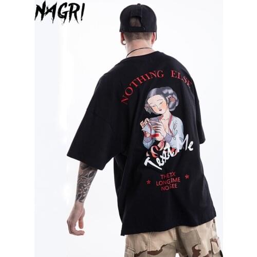 NAGRI Japanese Funny Graphic T-Shirt Men Summer Hip Hop Streetwear T Shirts Short Sleeve Casual Top Tees Couples