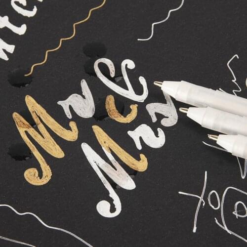 Art DIY 0.8mm White Marker Pen Sketching Painting Pens Art Stationery Supplies Pen Gold Silver Color For Paint Drawing Brushes