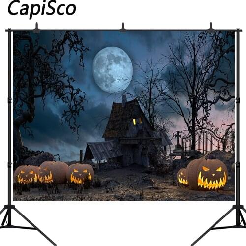 Capisco Halloween photo backdrops Terror Pumpkin Head Twisted trees moon backdrop photocall backgrounds for photo studio