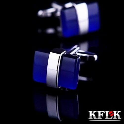 KFLK 2020 Luxury shirt cufflinks for mens gift Brand cuff buttons Blue cuff link TOP High Quality abotoaduras gemelos Jewelry