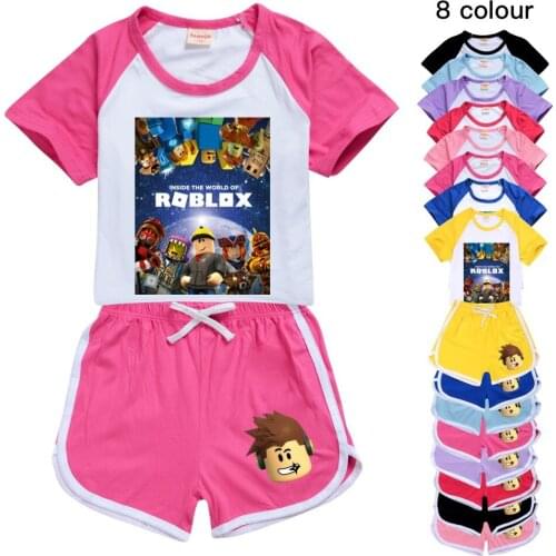 Toddler Boy Dlothing Set Kids Summer Cartoon ROBLoxing Clothes Set girl casual sport outfit children Clothes anime T-shirt Suit