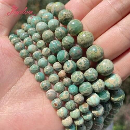 Round Smooth Green ShouShan Stone Beads Natural Stone Spacer Beads for DIY Women Men Jewelry Making Necklace Bracelet Rings 15"