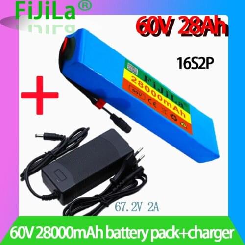 16s2p 60V28AH 1000W Lithiumion Battery 67.2V 28Ah electric bike battery electric wheelchair battery e motorcycle battery+charger